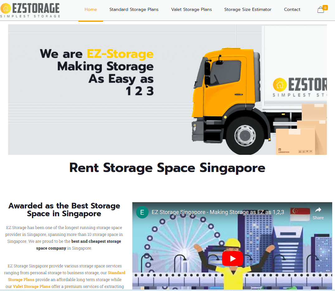 Screenshot from ezstorage.sg
